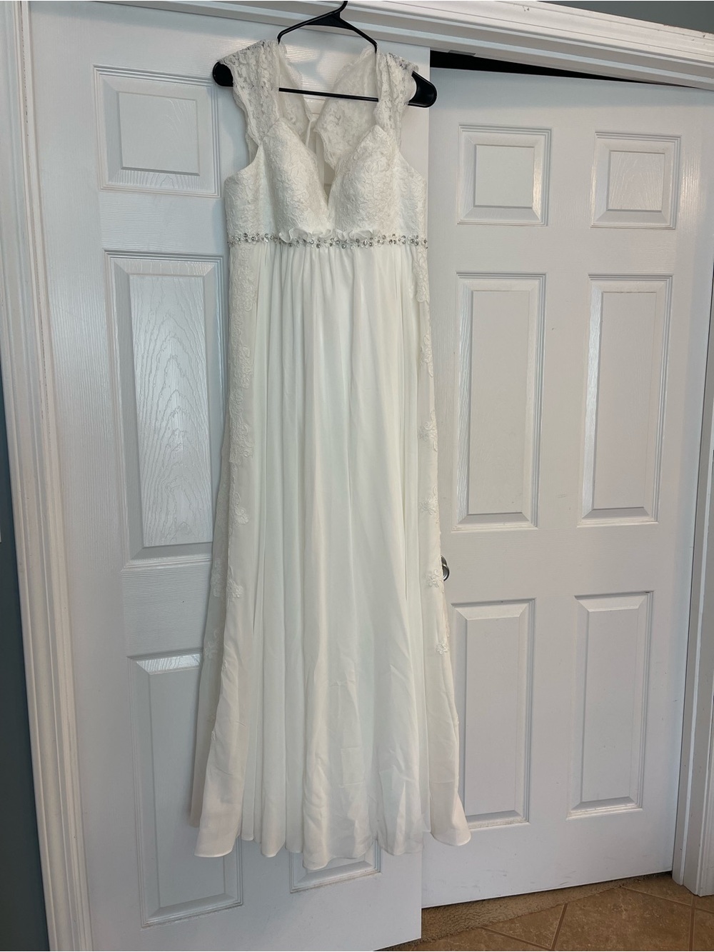Ivory Lace Bodice Chiffon A-Line Gown